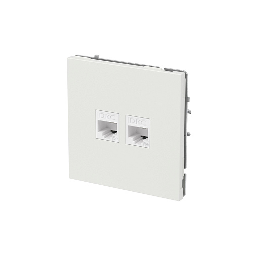 Компьютерная розетка RJ-45 без шторки, кат.5е двойная, KANT, белый песок