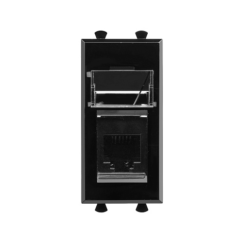 Телефонная розетка RJ-12 модульная, Avanti, черный квадрат, 1 модуль