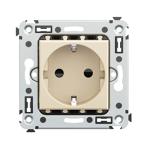 Розетка в стену, 2P+E, с з/ш, Avanti, ванильная дымка