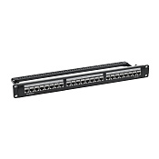 Патч-панель модульная 19", 1U, CAT5E, 24 модуля RJ45 Кейстоун (Keystone), экранированная