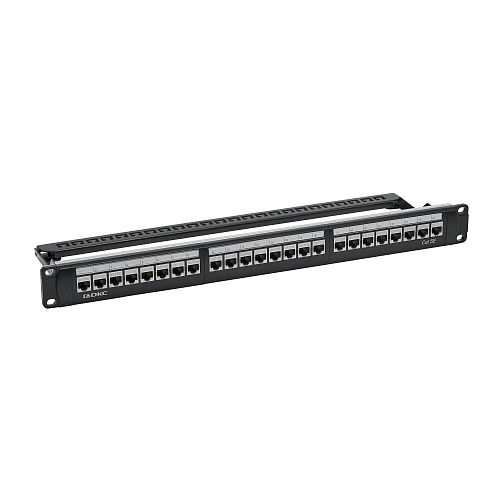 Патч-панель модульная 19", 1U, CAT5E, 24 модуля RJ45 Кейстоун (Keystone), экранированная