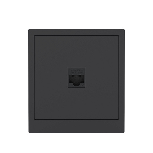 Компьютерная розетка RJ-45 без шторки, кат.6А одинарная,KANT, черный уголь