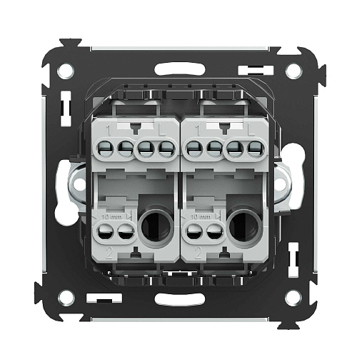 Переключатель двухклавишный в стену, Avanti, черный матовый