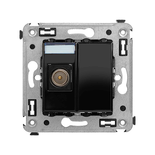Розетка TV одиночная в стену, Avanti, черный квадрат