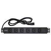 Блок распределения питания (PDU) 19" 16A, Вых:6 х C19, Вх:C20 х 2м
