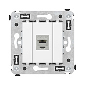 Компьютерная розетка RJ-45 без шторки в стену, кат.5e одинарная экранированная, Avanti, белое облако
