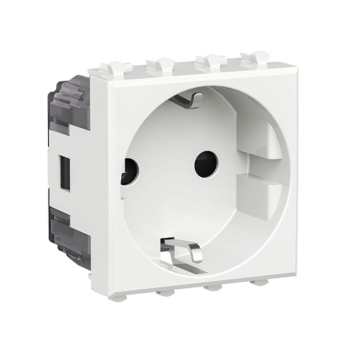 Розетка модульная, 2P+E, с з/ш, Avanti, белое облако, 2 модуля