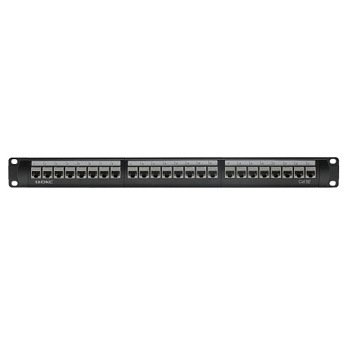 Патч-панель модульная 19", 1U, CAT5E, 24 модуля RJ45 Кейстоун (Keystone), экранированная