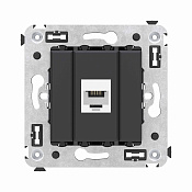 Телефонная розетка RJ-12 без шторки в стену одинарная, Avanti, черный матовый