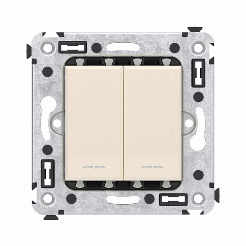 Кнопка двухклавишная в стену, Avanti, ванильная дымка