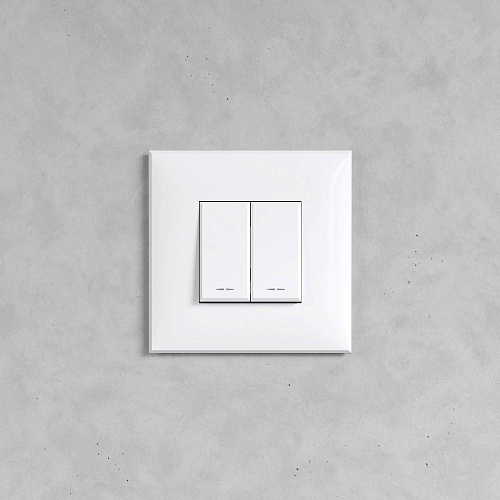 Кнопка двухклавишная в стену, Avanti, белое облако