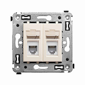 Телефонная розетка RJ-12 в стену двойная, Avanti, ванильная дымка