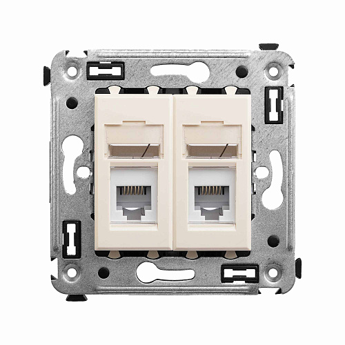 Телефонная розетка RJ-12 в стену двойная, Avanti, ванильная дымка