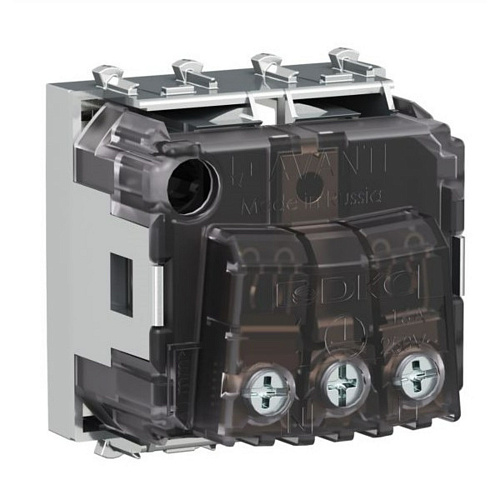 Розетка модульная, 2P+E, с з/ш, Avanti, закаленная сталь, 2 модуля