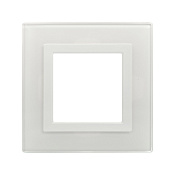 Рамка из натурального стекла 1 пост (2 мод.), Avanti, белая