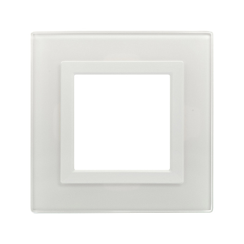 Рамка из натурального стекла 1 пост (2 мод.), Avanti, белая