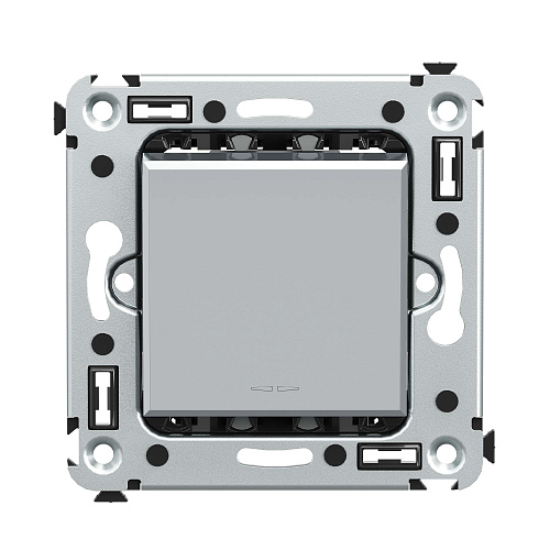 Переключатель одноклавишный в стену, Avanti, закаленная сталь