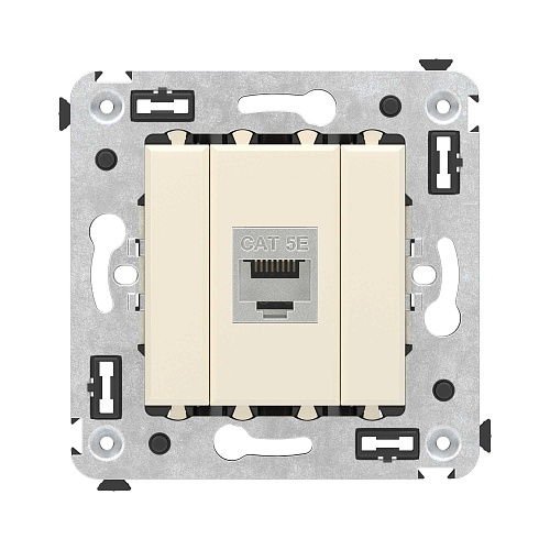 Компьютерная розетка RJ-45 без шторки в стену, кат.5e одинарная экранированная, Avanti, ванильная дымка