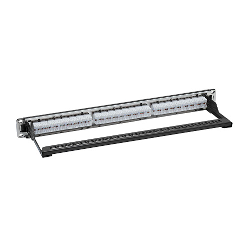 Патч-панель модульная 19", 1U, CAT6, 24 модуля RJ45 Кейстоун (Keystone), неэкранированная