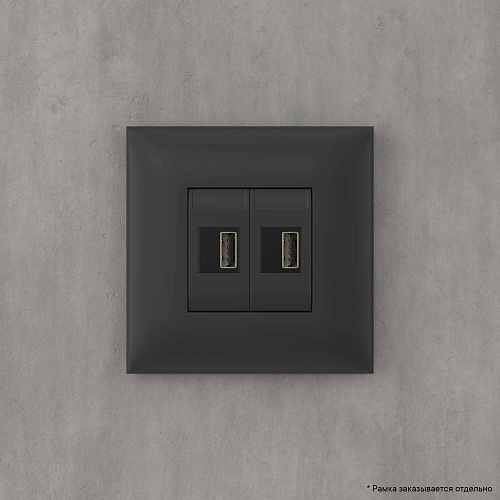 USB зарядное устройство в стену, "Avanti", "Черный матовый", 2.1 А