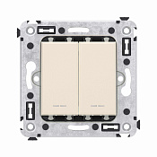 Переключатель двухклавишный в стену, Avanti, ванильная дымка