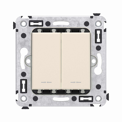 Переключатель двухклавишный в стену, Avanti, ванильная дымка