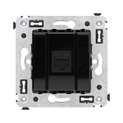 Компьютерная розетка RJ-45 без шторки в стену, кат.5е одинарная, Avanti, черный квадрат