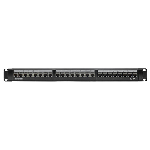 Патч-панель модульная 19", 1U,CAT6A, 24 порта RJ45, экранированная