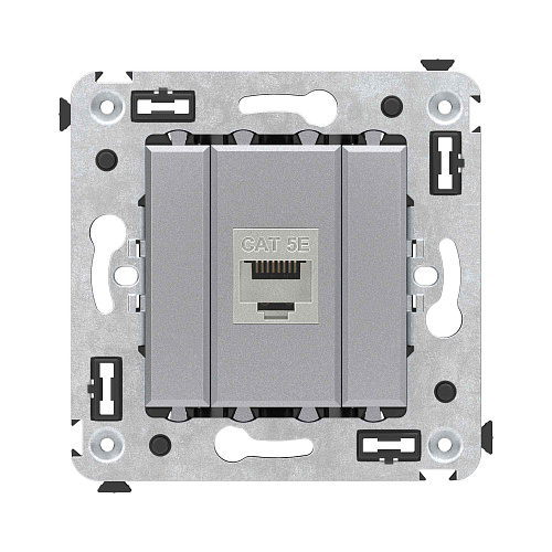 Компьютерная розетка RJ-45 без шторки в стену, кат.5e одинарная экранированная, Avanti, закаленная сталь