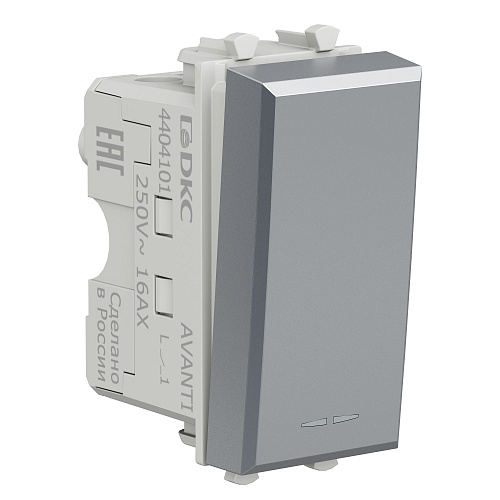 Выключатель модульный, Avanti, закаленная сталь, 1 модуль