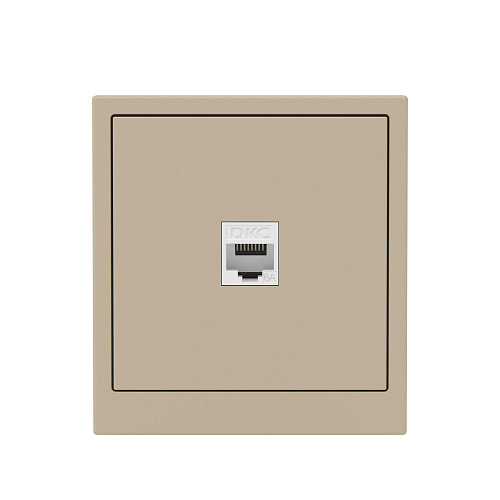 Компьютерная розетка RJ-45 без шторки, кат.6А одинарная,KANT, ванильный марципан