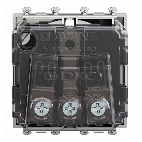 Розетка модульная, 2P+E, с з/ш, Avanti, закаленная сталь, 2 модуля