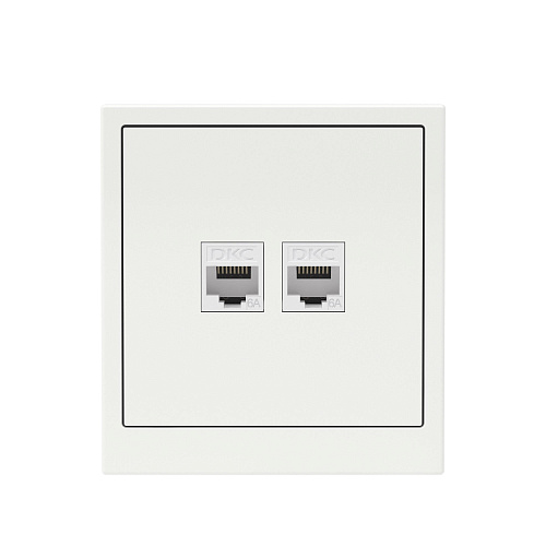 Компьютерная розетка RJ-45 без шторки, кат.6А двойная, KANT, белая магнолия