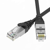 Патч-корд экранированный Ultra SLIM CAT6A S/FTP 4х2, 30 AWG, LSZH, чёрный, 1м