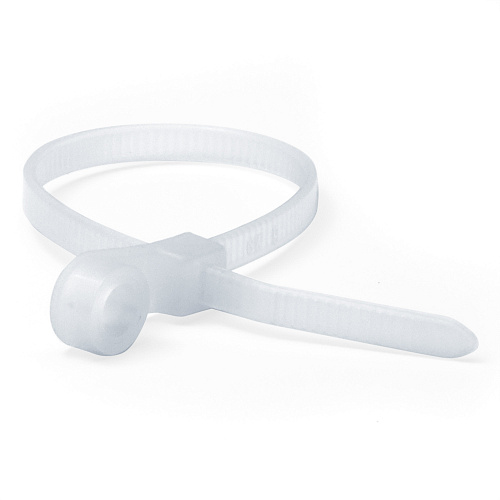Хомут P6.6 с монтажным отверстием M6, белый, 7,6x300