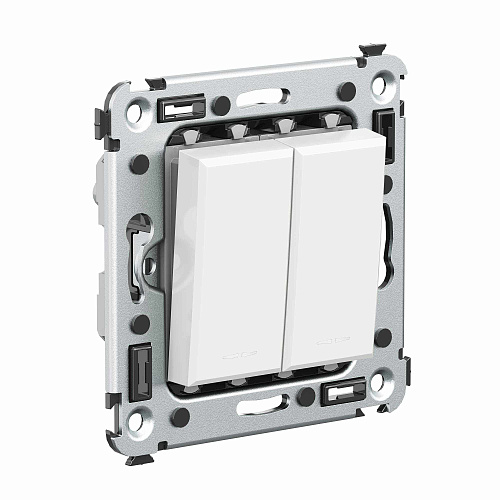 Выключатель двухклавишный в стену, Avanti, белое облако