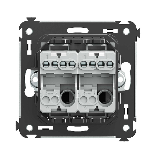 Кнопка двухклавишная в стену, Avanti, черный матовый