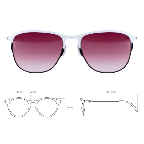 Черно-белые солнцезащитные очки из титана с красными линзами