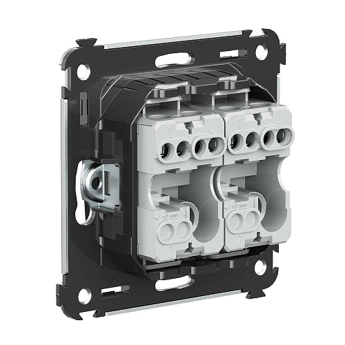 Выключатель двухклавишный в стену, Avanti, черный матовый