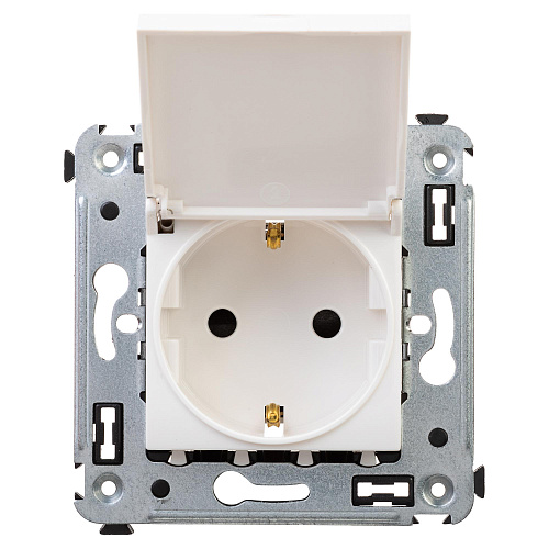 Розетка с крышкой в стену, 2P+E, с з/ш, Avanti, белое облако