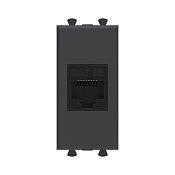 Компьютерная розетка RJ-45 без шторки модульная, кат.5е, Avanti, черный матовый, 1 модуль