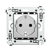 Розетка в стену, 2P+E, с з/ш, Avanti, закаленная сталь