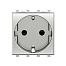 Розетка модульная, 2P+E, с з/ш, Avanti, закаленная сталь, 2 модуля