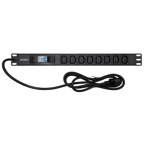 Блок распределения питания (PDU) 19" 10A с автоматом 1P, Вых:8 C13, Вх:C14