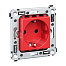 Розетка в стену, 2P+E, с з/ш, Avanti, красный квадрат