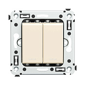 Выключатель двухклавишный в стену, Avanti, ванильная дымка