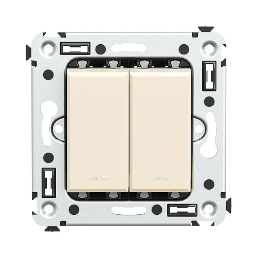 Выключатель двухклавишный в стену, Avanti, ванильная дымка