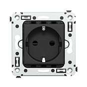 Розетка в стену, 2P+E, с з/ш, Avanti, черный матовый