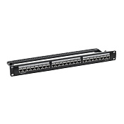 Патч-панель модульная 19", 1U, CAT6A, 24 порта RJ45 Кейстоун (Keystone), экранированная