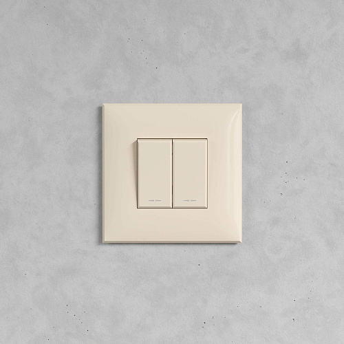 Выключатель двухклавишный в стену, Avanti, ванильная дымка